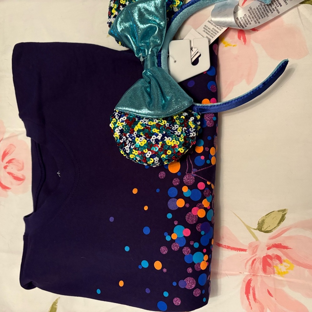 Colorful Polka Dot Spirit Jersey with Sequin Bow Headband
